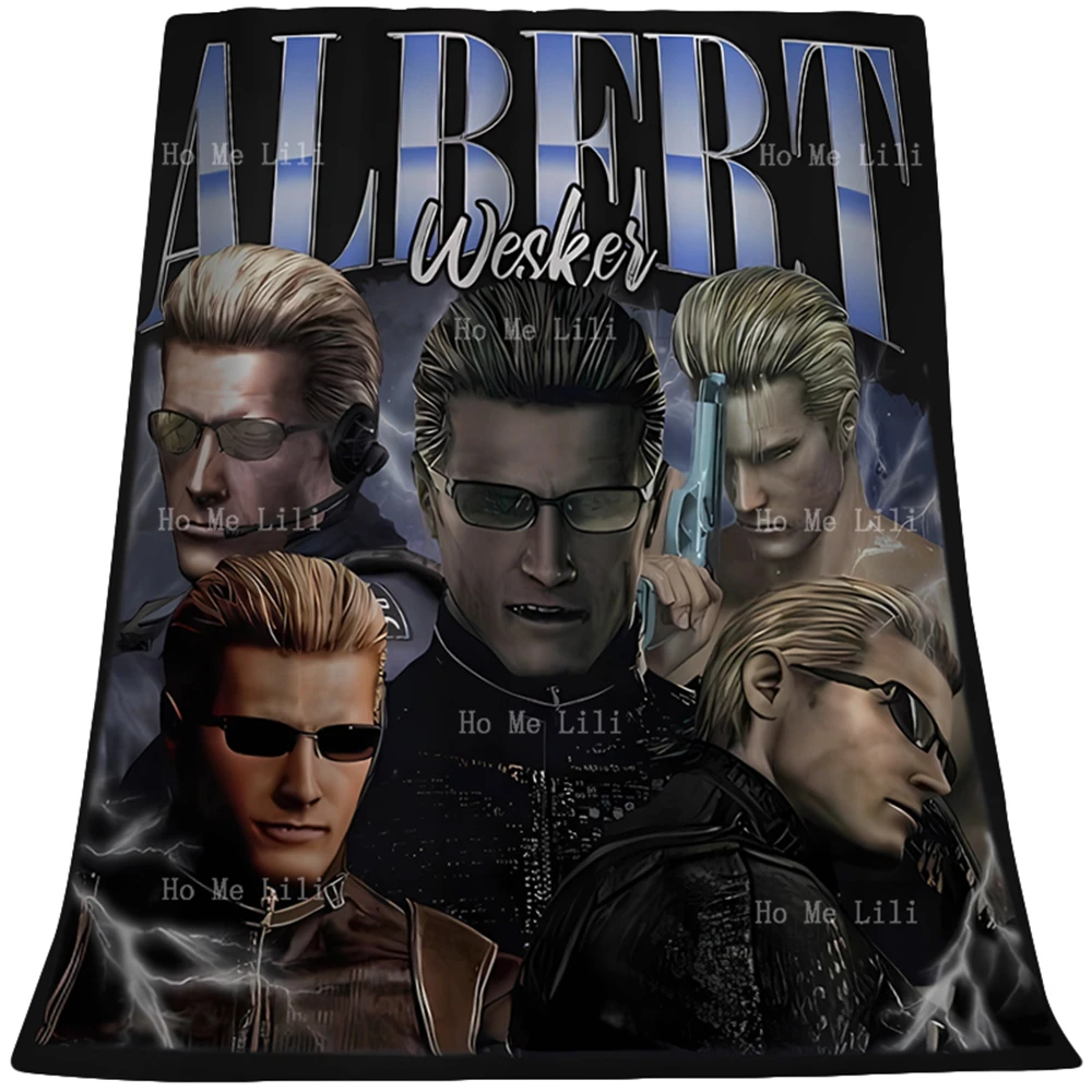 Vintage Albert Wesker RE Video Games Vintage Poster Print Soft Cozy Flannel Blanket Suitable For All Seasons Use