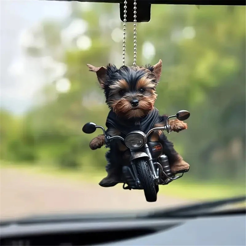 6cm Acrylic flat facing cat gun car pendant dog riding motorcycle backpack pendant home decoration angel pig handicraft 1Pcs