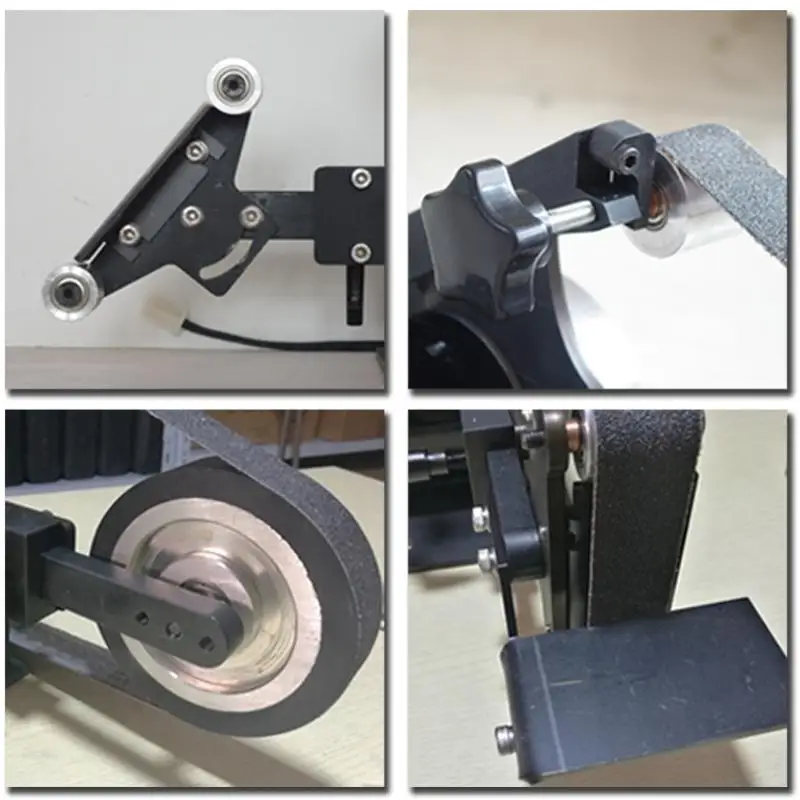 Lixadeira de correia sem escova, 762*25mm, 800w, ângulo fixo, máquina de afiar, 6 correia abrasiva grátis, pequena máquina de polimento diy