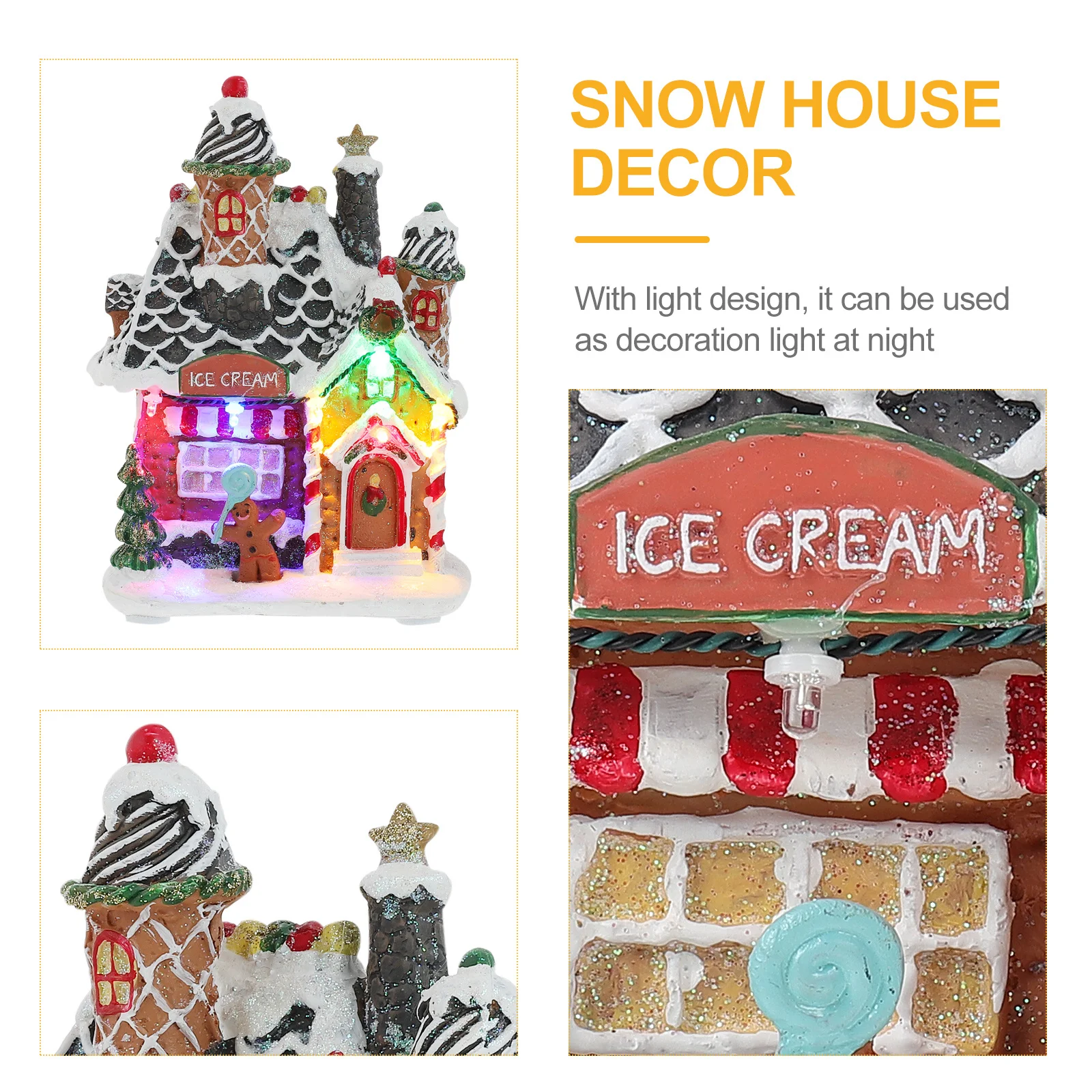 

1Pcs Luminous Snow Xmas Decor Mini Resin Craft for Home Living Room Bedroom Christmas Party Decoration Gift