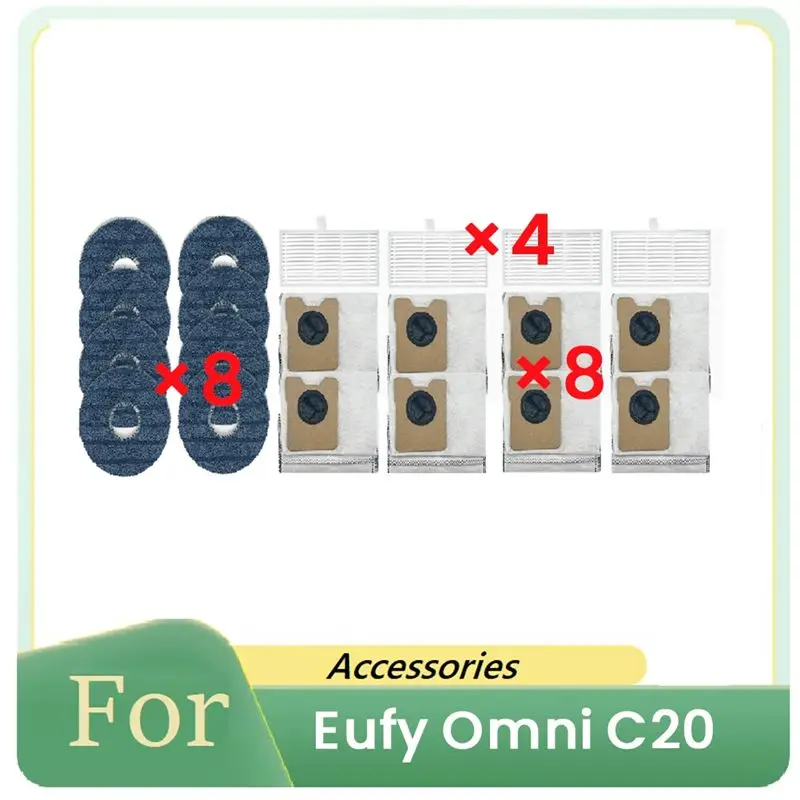 

A74E-20 Pcs For Eufy Omni C20 Sweeping Robot Accessories Cleaner Parts Replacement Mop Filter Set Dust Bag