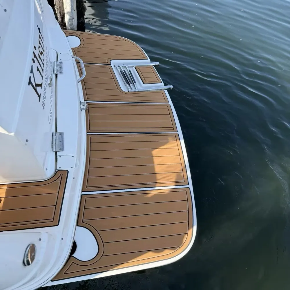 

2002 Rinker 250 Fiesta Vee Swim Platform Cockpit Boat EVA Teak Deck Floor Pad SeaDek Gatorstep Style Самоклеящаяся V424 K9H2