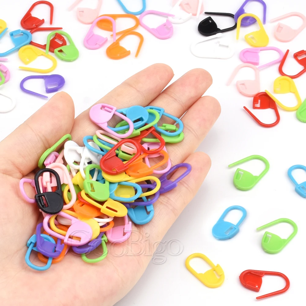 50 Uds. Marcador de tejer, alfileres de bucle de seguridad, marcadores de puntadas para accesorios de gancho de ganchillo, herramientas de costura de punto, longitud de plástico 17mm