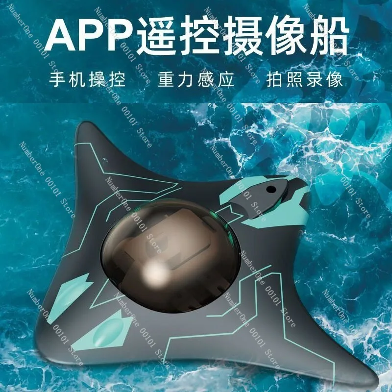 Mini WiFi Remote Control Underwater Camera Boat 6 Channel Real Time FPV Transmission Visible RC Boat with Photo Video Recording