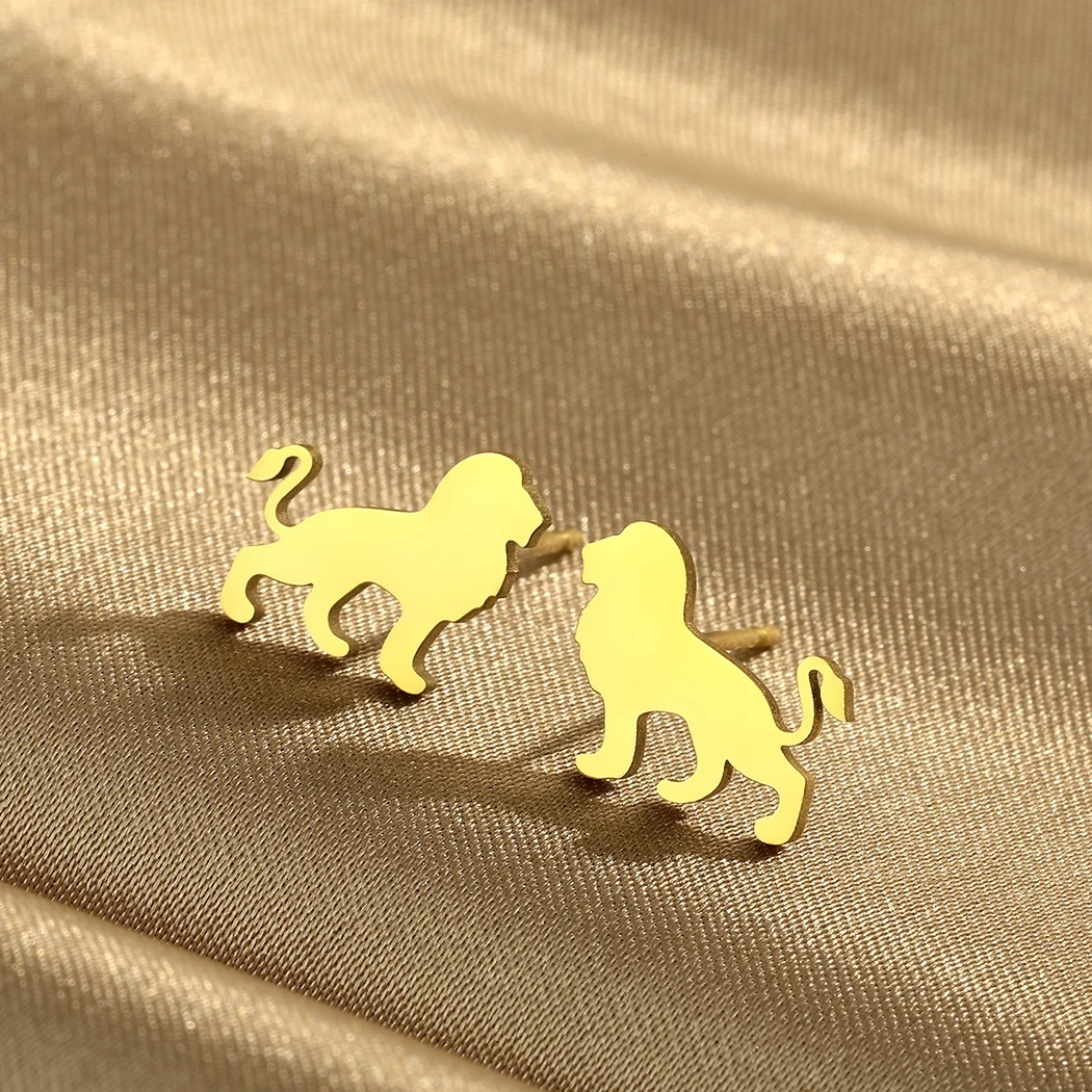 Todorova Stainless Steel Animal Lion Stud Earrings For Women Men Minimalist Earrings Dainty Jewelry Birthday Party Gift