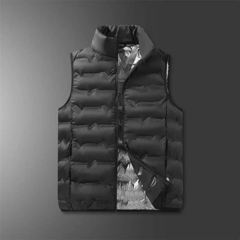 Graphene self-heating vest for men, autumn and winter down cotton stand collar sleeveless vest casual sport jacket