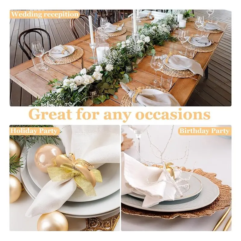 ABUG-12 Pcs Rosh Hashanah Decoration, Napkin Rings, Jewish New Year Napkin Holder,Kitchen Ring Holder