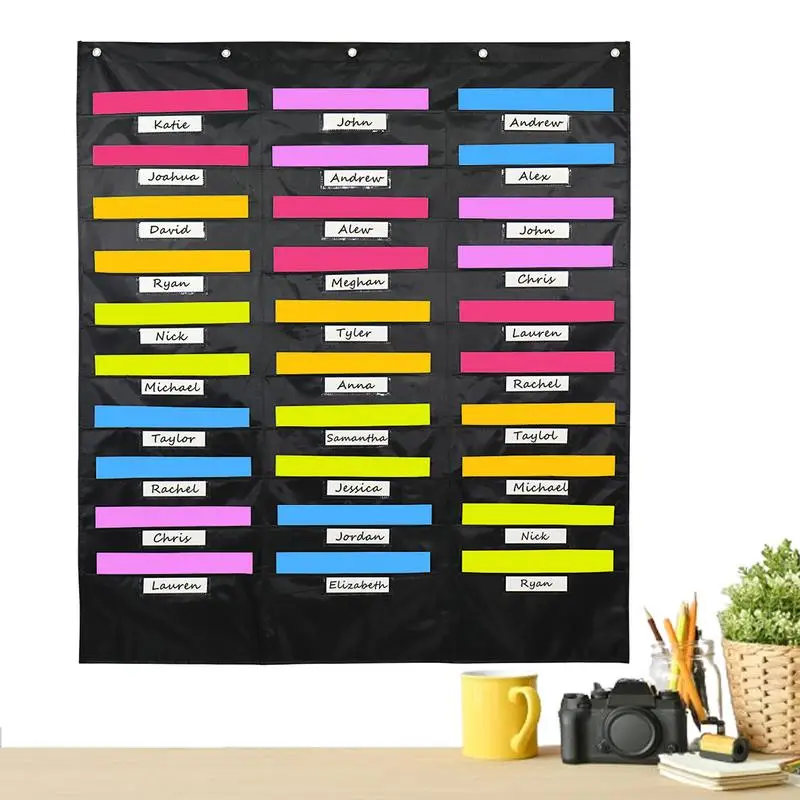 

File Pocket Chart Multiple Pocket File Wall Organizer Colorful Document Holder Space-Saving Pocket Charts For Student