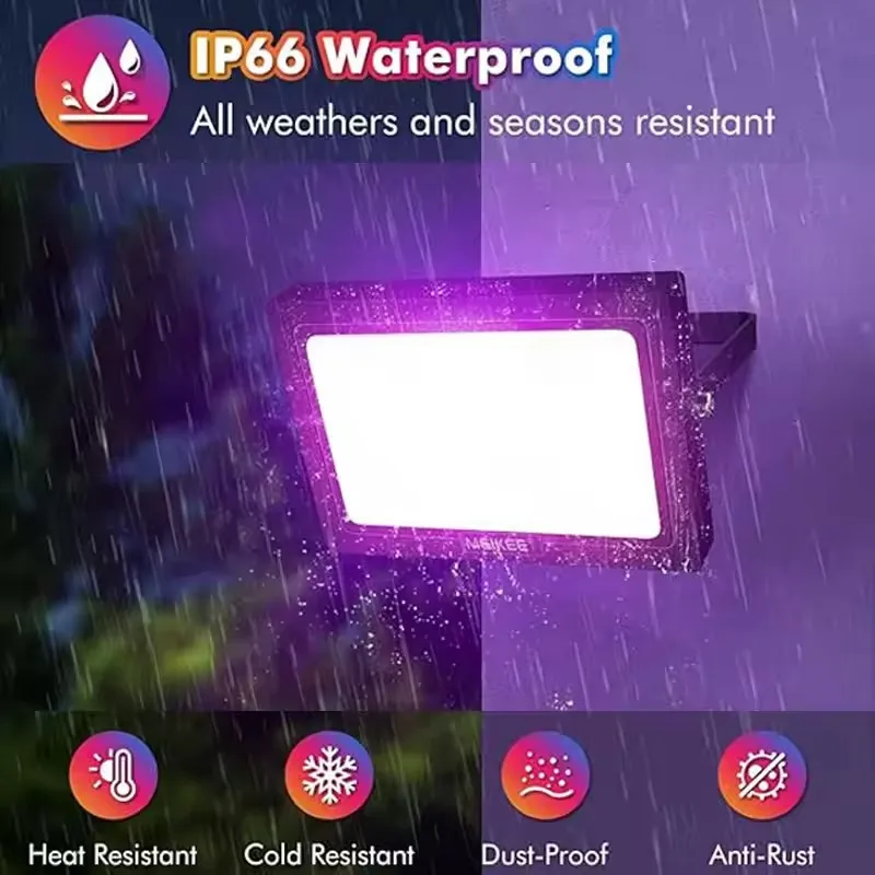 RGB LED الكاشف الإضاءة في الهواء الطلق 220 فولت IP66 مقاوم للماء متعدد الألوان مصابيح الأضواء إضاءة المناظر الطبيعية 30 واط 50 واط 100 واط مع جهاز التحكم عن بعد #2