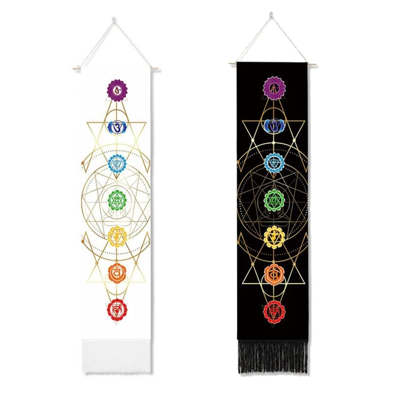 Bohemian 7 Chakra Phase Tapeçaria, Bruxaria Tarot, Wall Hanging Throw Blanket, Yoga Meditação, Decoração para casa, Wall Art