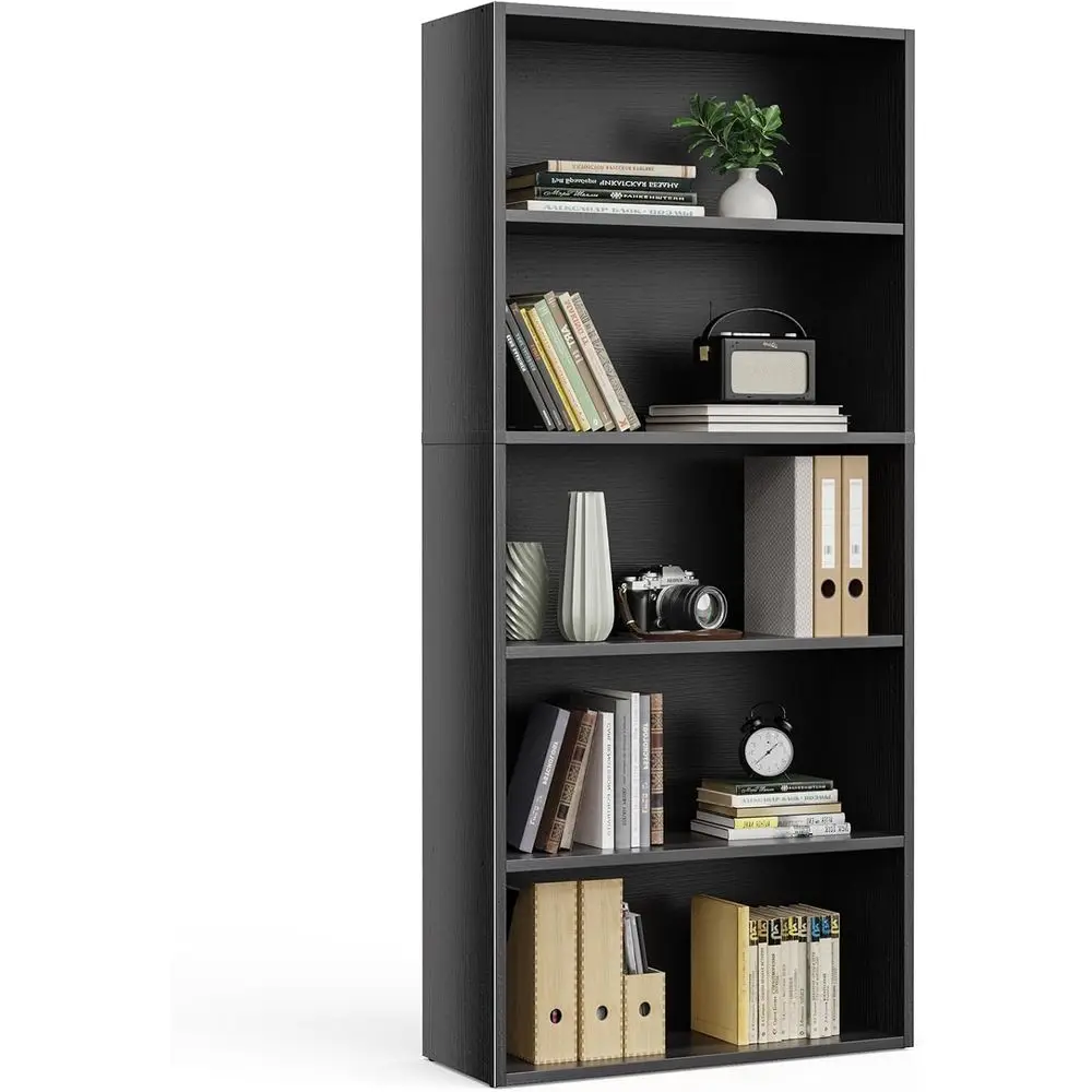 5 Shel Bookcase - Large 53 Inch Tall Floor Standing Open Bookshelf with Anti-Tipping Device for Home Office, Living Room, and Be