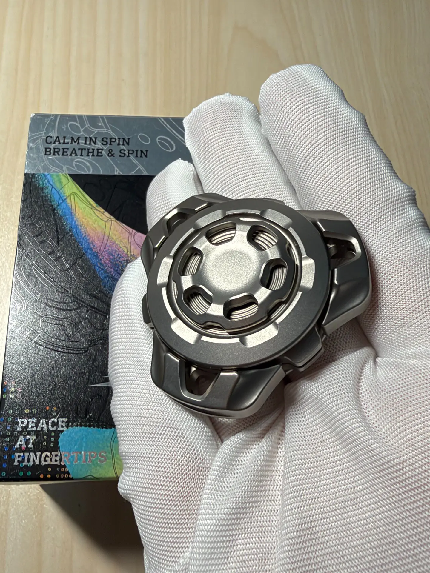 Used EDC Time Trace Edc Star Meteorite, Titanium Open Armor Gyro Sprocket Fidget Spinner