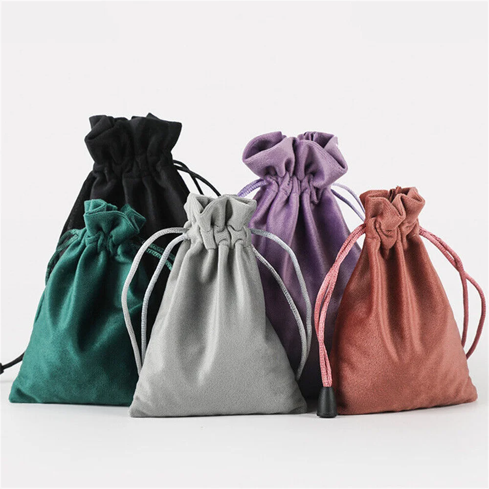 1Pcs Velvet Storage Drawstring Bags Soft Touching Makeup Pocket Jewelry New Year Wedding Christmas Gift Package Pouches