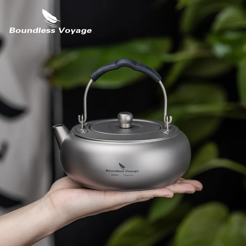 Boundless Voyage 600ml Portable Camping Kettle Titanium Tea Pot
