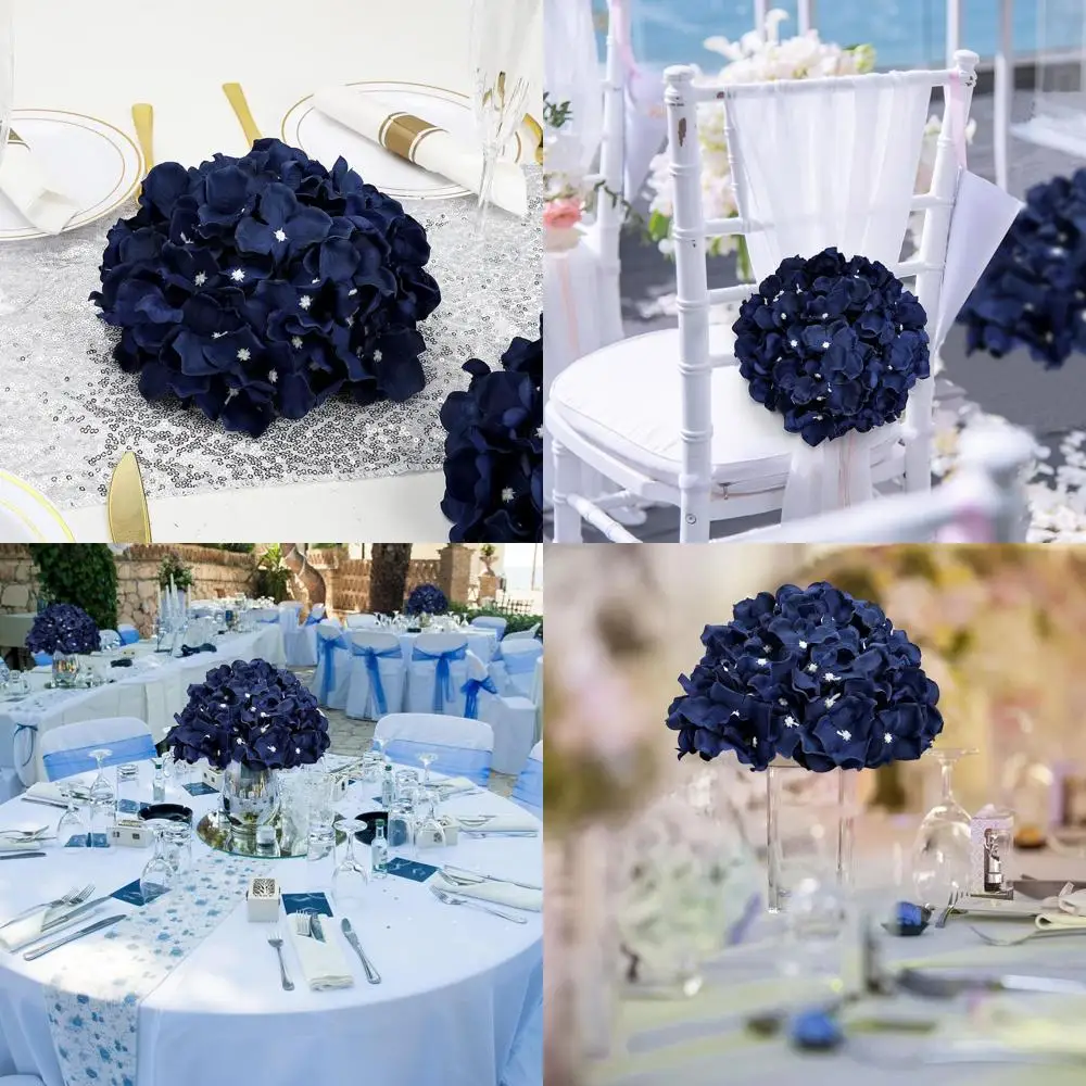 

Hydrangea Flower Balls for Centerpieces - 12 PCS Artificial Floral Arrangement with Base, 8.27 Inch Diameter Fake Silk Kissing B