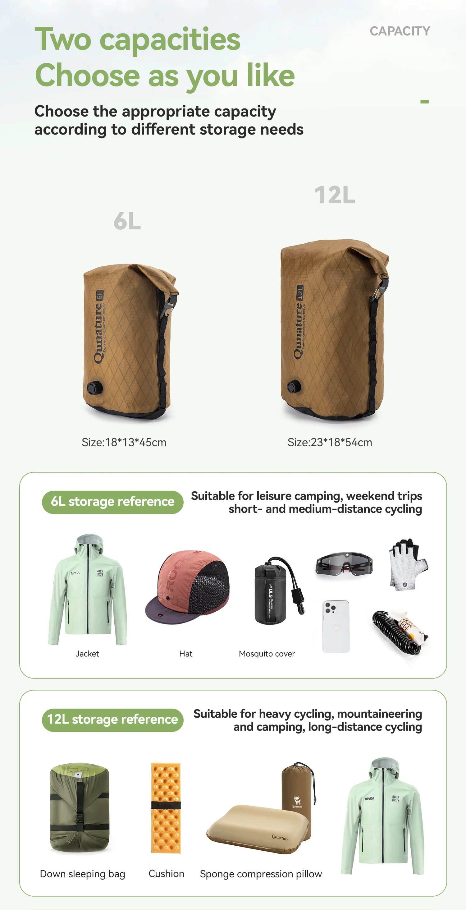 Qunature Bikepacking Packtaschen Wasserdichte Kompressionsbeutel für Rennrad und Mountainbike Leichte Faltbare Touring-Fahrradzubehör – Detail 10