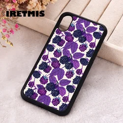 Iretmis Phone Cover Case For iPhone X XS Max XR 11 12 13 PRO MINI 14 15 16 Plus Rubber Silicone Black Berries