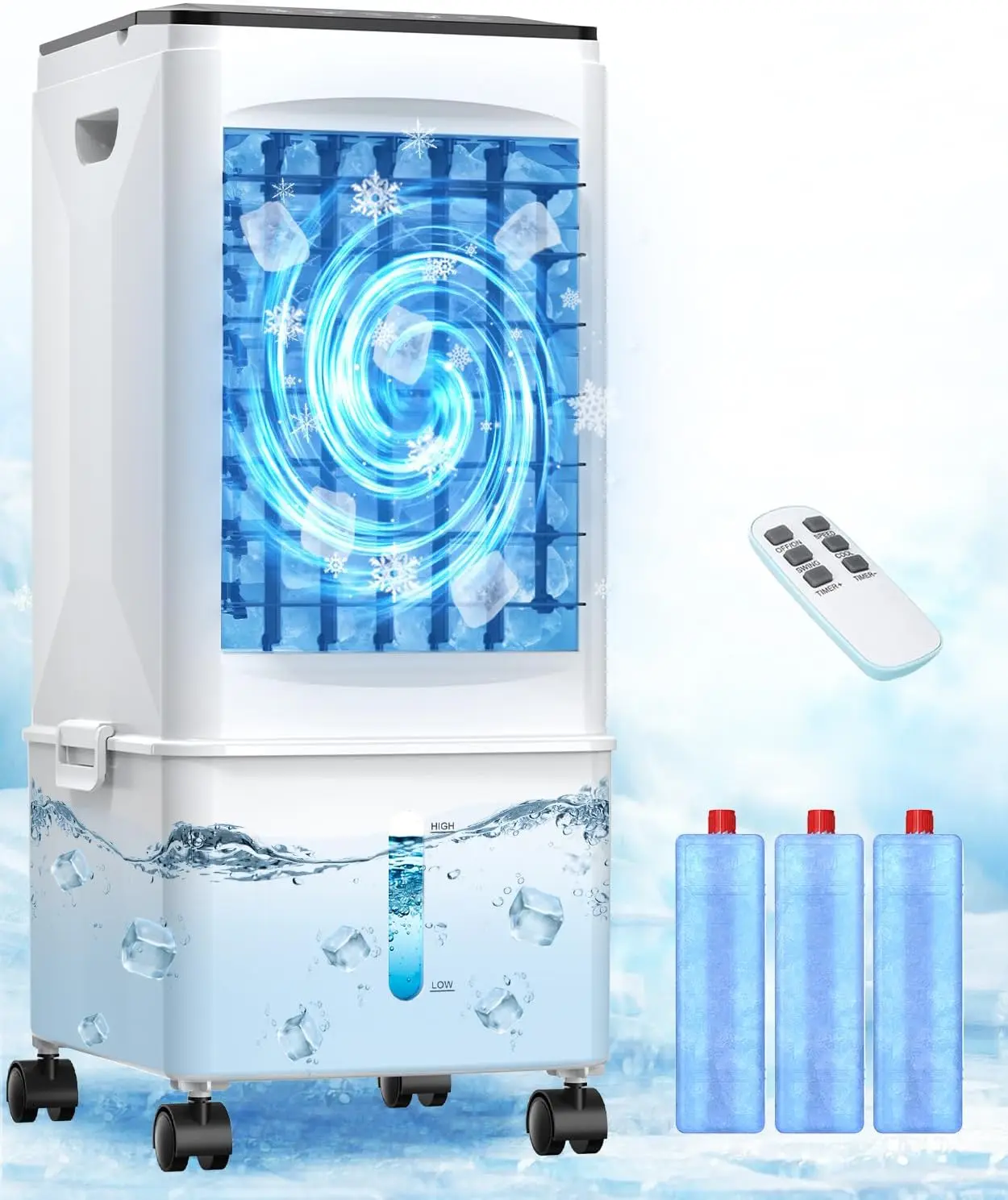 Portable Air Conditioners, [2.5 Gal] Fast Cooling Evaporative Air Cooler, 60W Quiet Portable AC Unit w/Remote & Timer, 4-IN-1 Sw