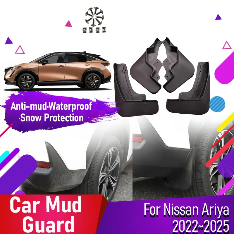 

4pcs Car Mud Guard For Nissan Ariya FE0 2022 2023 2024 2025 Antifreeze Fender Flare Flap Mudguards Wheel Baffle Auto Accessories