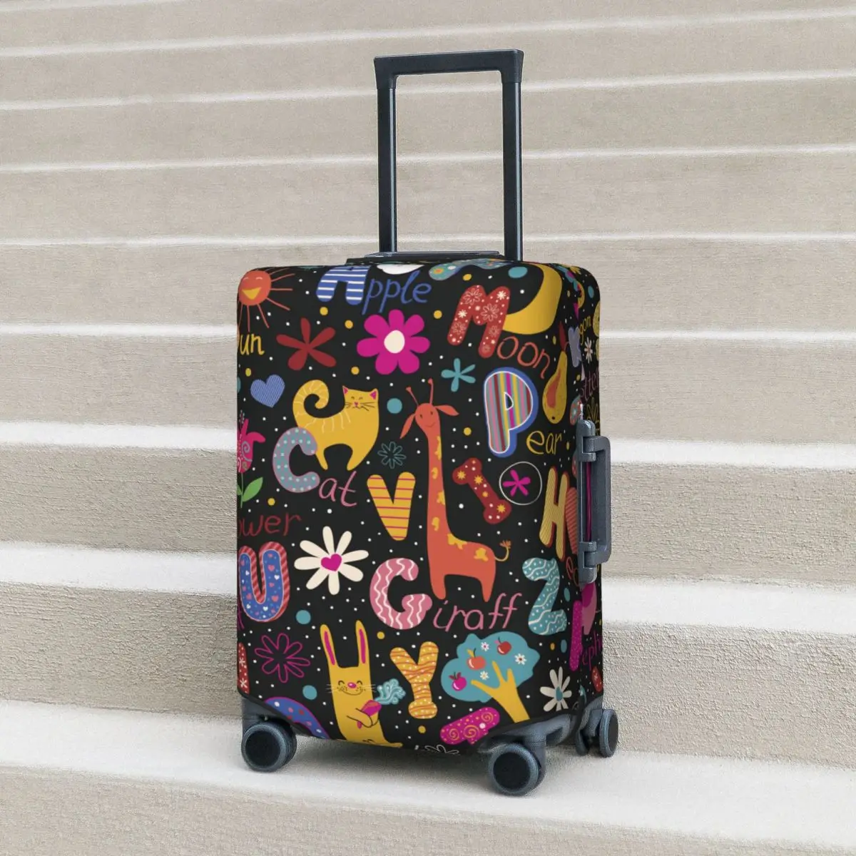 

Colorful Alphabet Print Suitcase Cover Holiday Animal Cute Cartoon Useful Luggage Supplies Business Protection