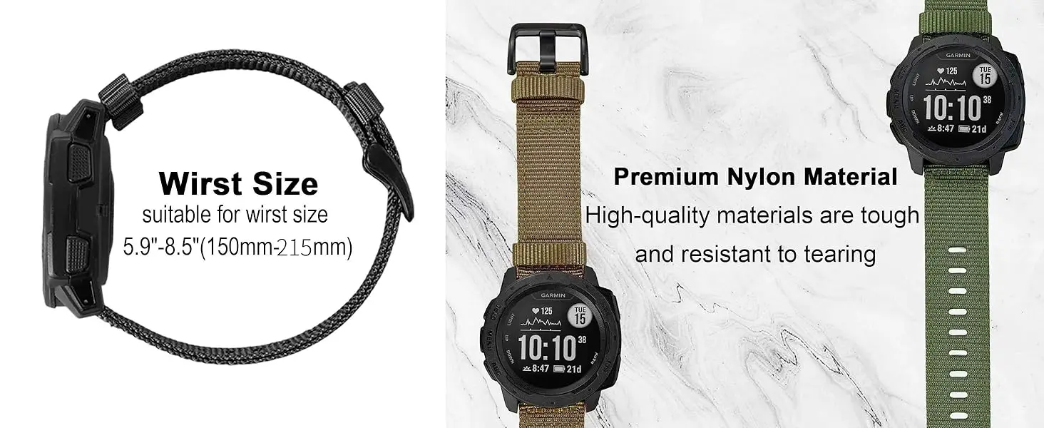 22 mm 26 mm robustes Nylon für Garmin Instinct 2/2X/3/E Uhrenarmband 45/50 mm Armband für Instinct Solar/Esports Tactical Band – Detail 5