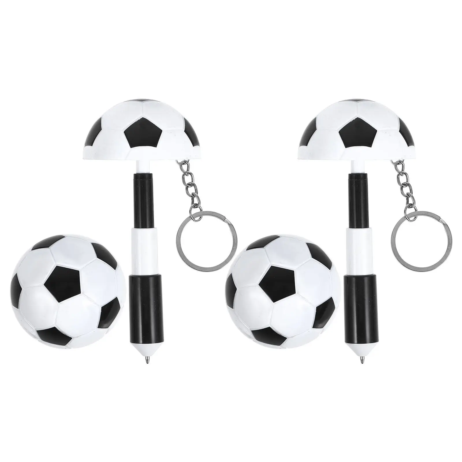 2Pcs Football Soccer Ballpoint Pen Retractable Keychain Smooth Ink Student Gift Writing Pen Soccer Pens Ballpoint Pens
