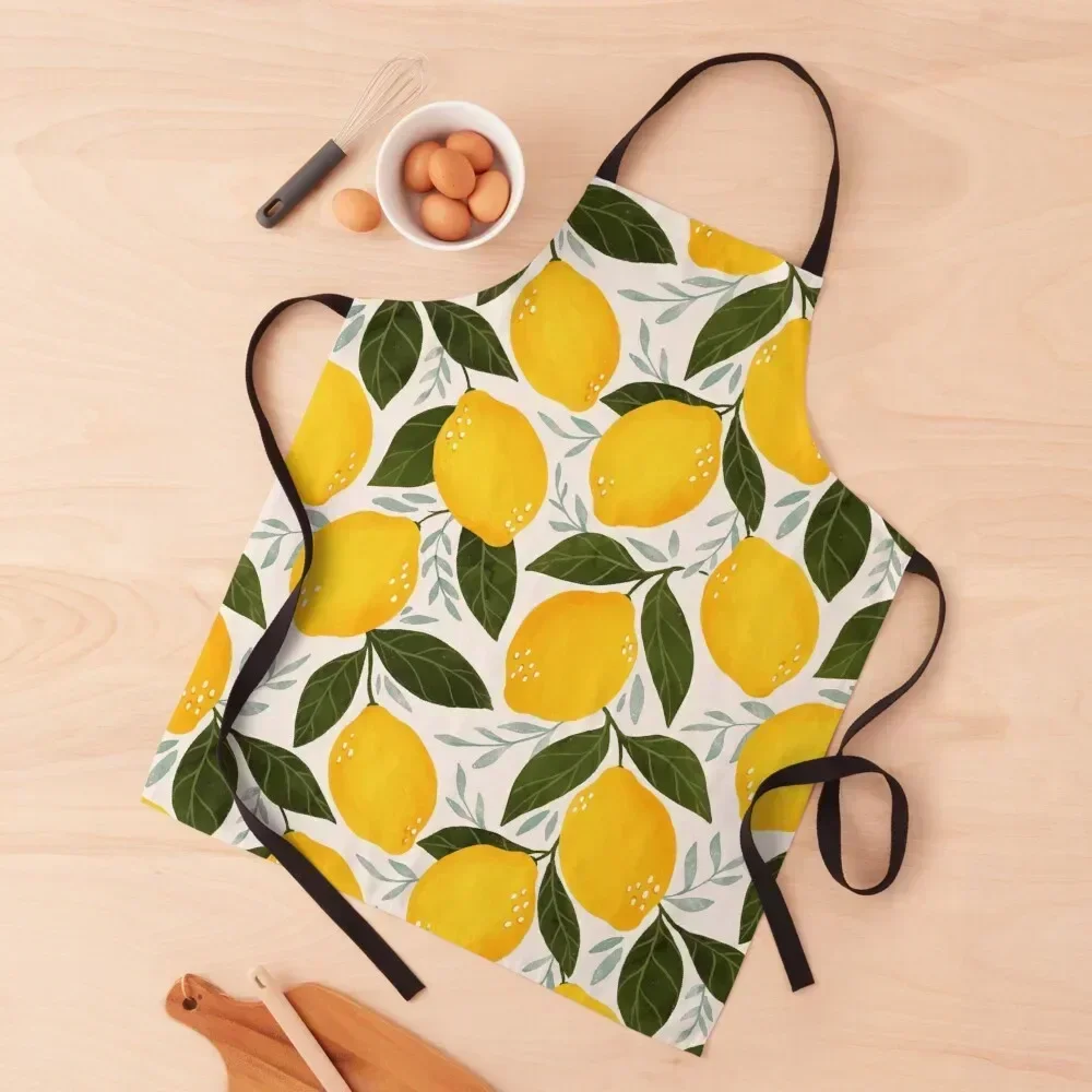 

Bright Summer Lemons Apron Chef Uniform Kitchen Novel Kitchen Accessories Manicurists For Woman Apron
