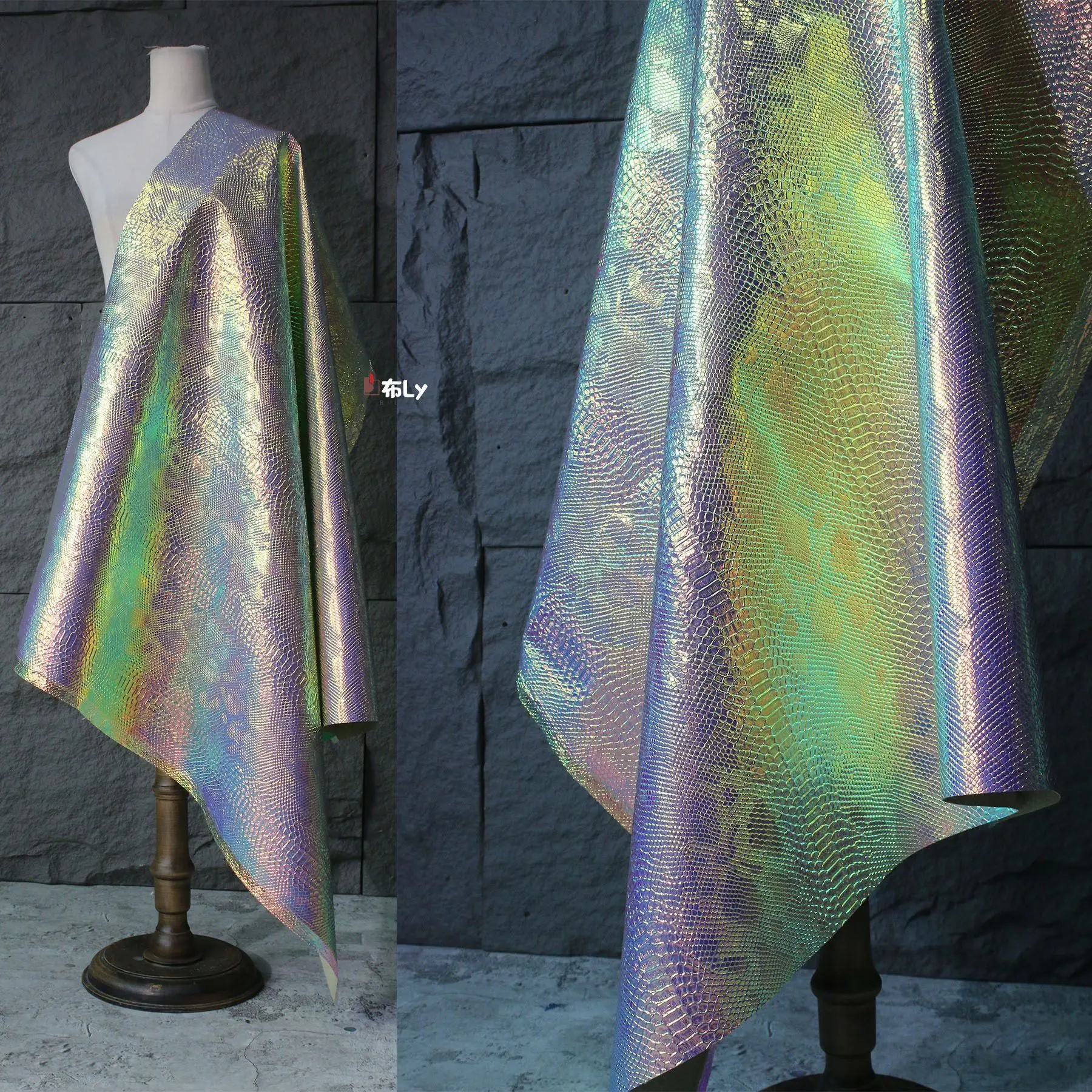 

Красочная кожа с узором под змеиную кожу, светоотражающая ткань, материал для обуви, костюмы для выступлений, дизайнеры одежды, ткани.