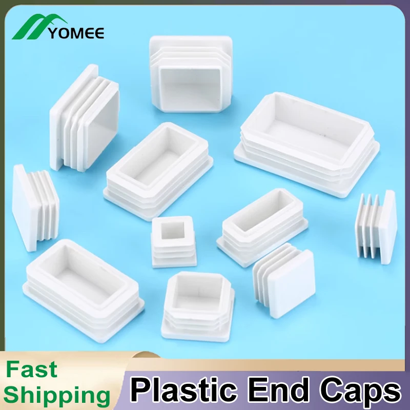 

Rectangle/Square White Plastic Blanking End Caps Tube Pipe Inserts Plug Bung 15x15mm-50x100mm