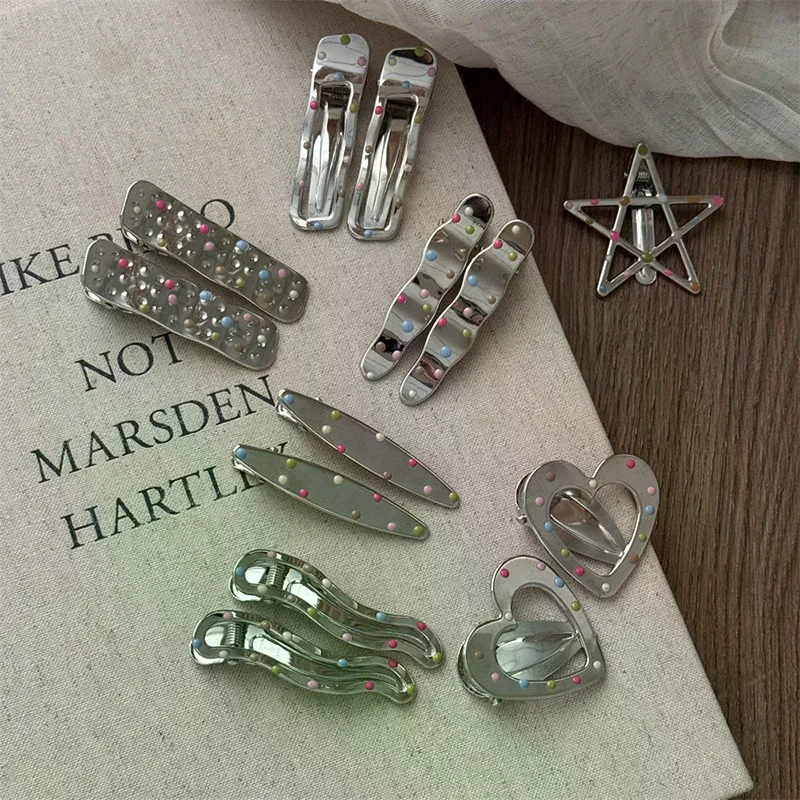 Silvery Y2k Hair Clips For Women Elegant Metal Duckbill Clip Side Bangs Barrettes Girls Hair Accessories - Detail 1