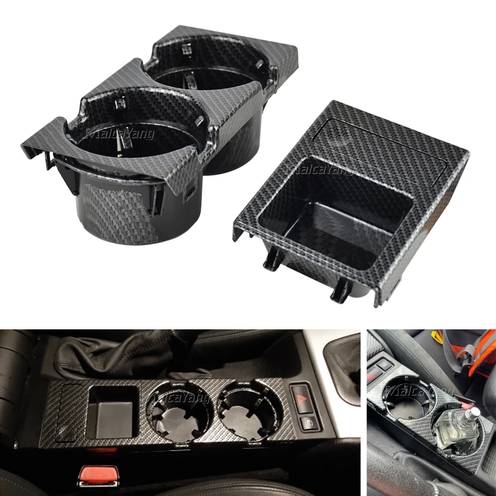 

New Double Hole Car Styling Front Center Console Storage Box Coin + Cup Holder For BMW E46 Series 1999-2006 51168217953