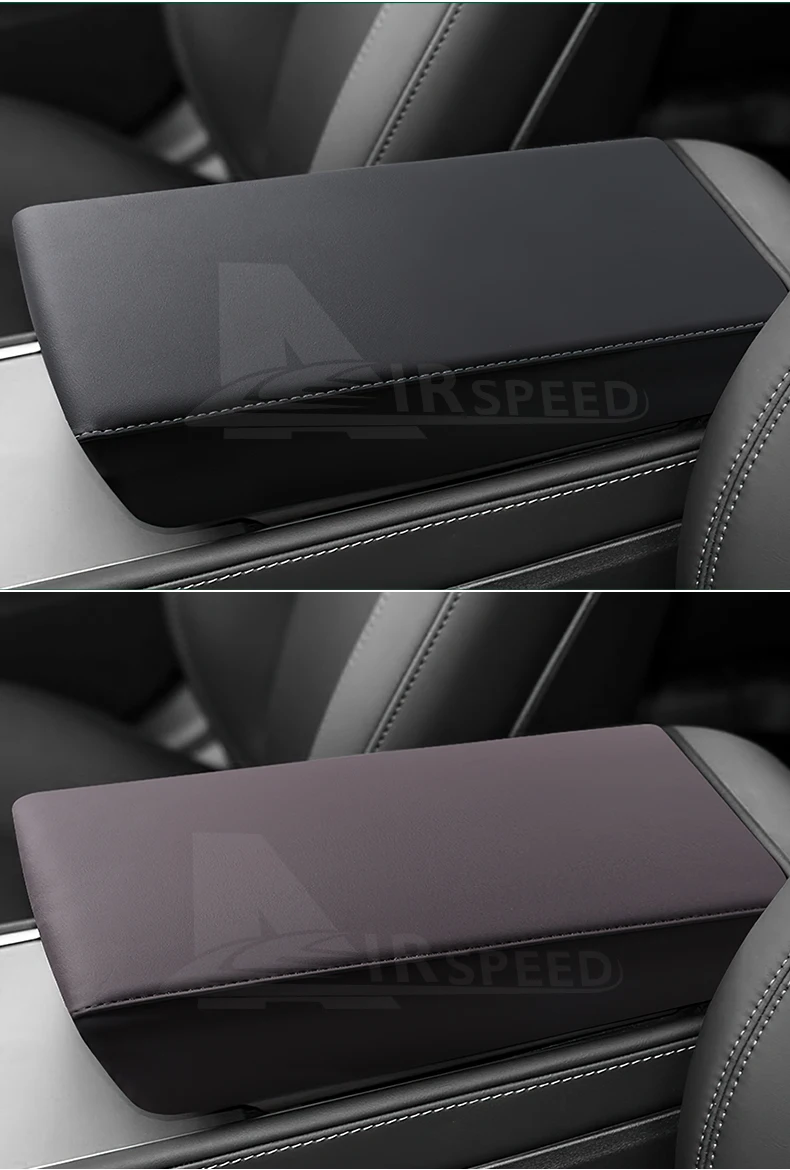 Leder-Armlehnenbox-Schutzabdeckung aus ABS für Tesla Model Y Juniper 2025 2026 2027 Model 3 2017-2023 Highland 2024 Armlehnenkasten-Deckel – Detail 11