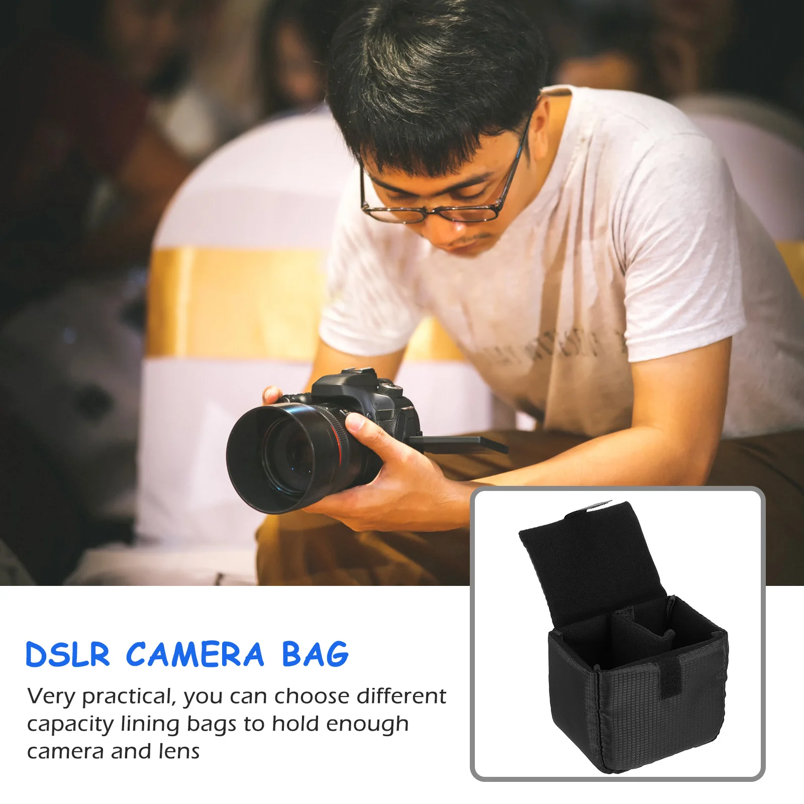 2Pcs Durable Water Resistant Camera Lens Bag Shockproof Protective Pouch for Photography