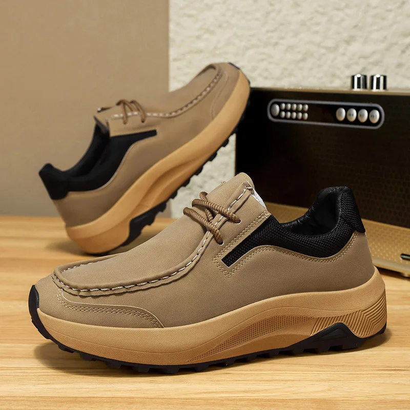 

Fashion Leather Men's Casual Shoes Non-slip Comfortable Work Shoes Breathable Lightweight Walking Footwear High Quality Sneakers