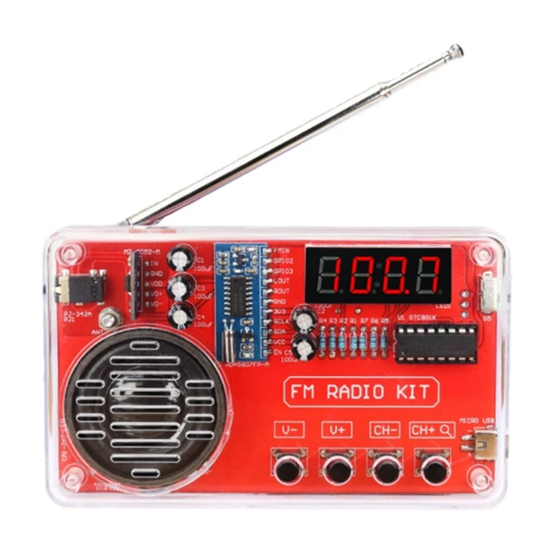 

FM Radio DIY Kit Electronic Assembly Soldering Practice Kit 50-108 Mhz Receiver With LCD Display