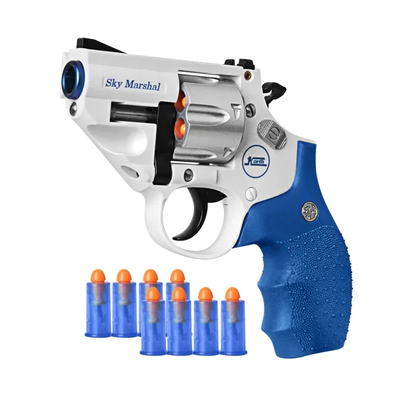 9Mm Revolver Toy Pistol Handgun Blaster Soft Bullet Toy Gun Airsoft Shooting Weapons Boys Birthday Gifts Cs Fake Gun