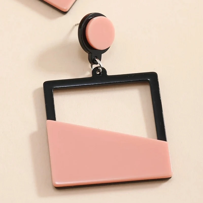 New Korean Statement Geometric Acrylic Resin Earring for Women Round Square Dangle Drop Earrings Female Fashion Jewelry Brincos