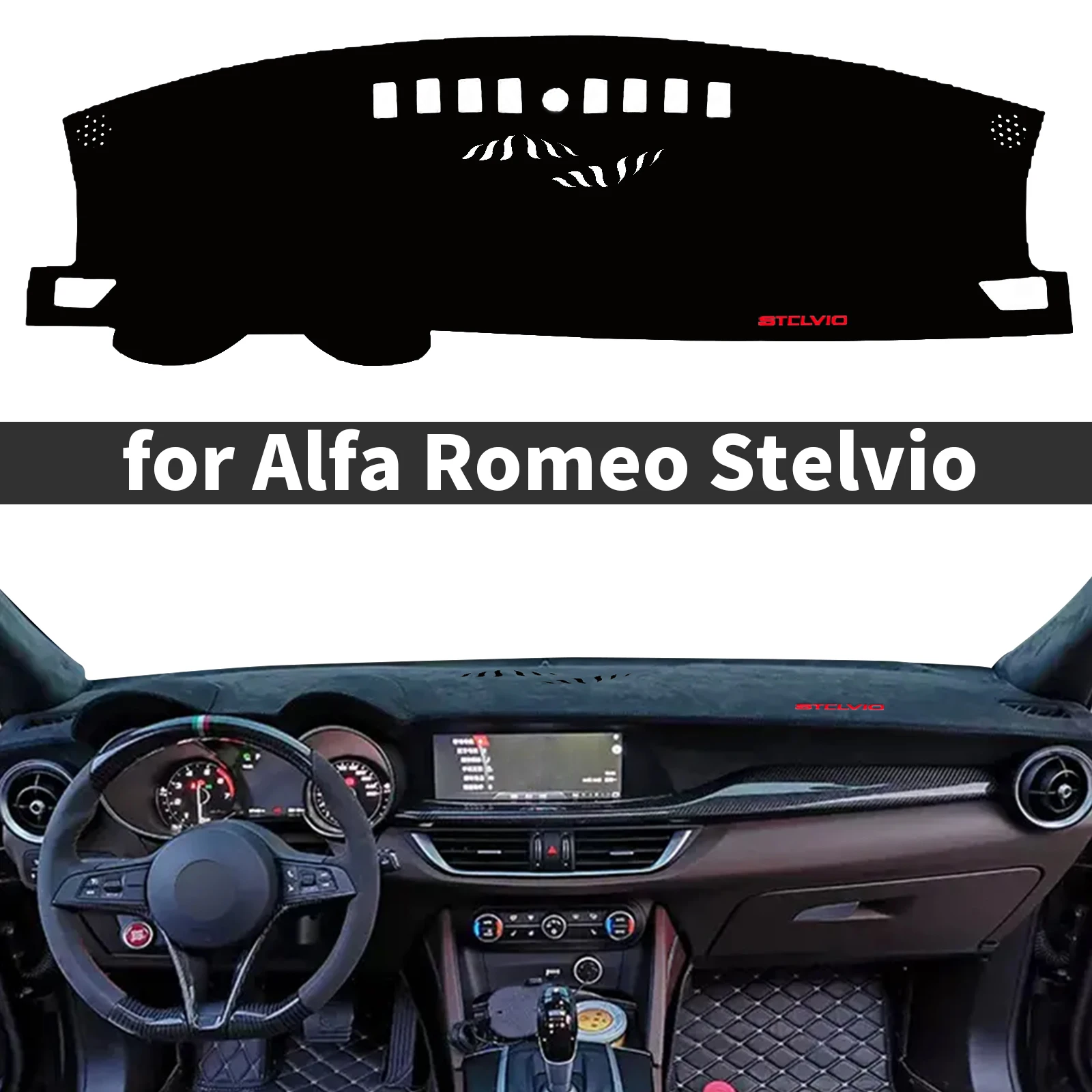 fit for Alfa Romeo Stelvio 2017 2018 2019-2024 Car DashMat Sunshade Dashmat Dashboard Cover Pad Protective Carpet Accessories