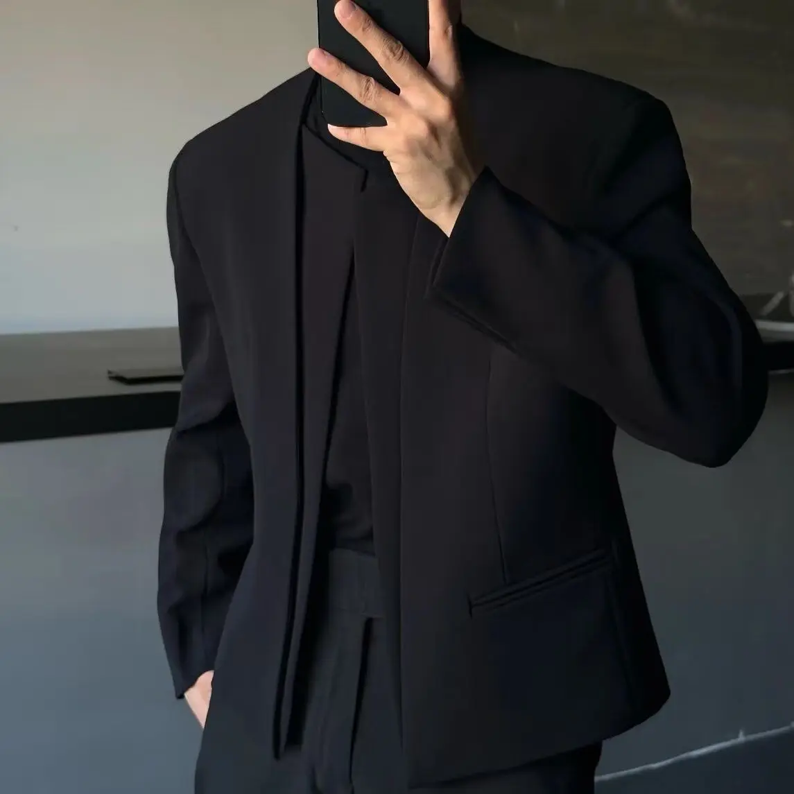 

Костюм Bla Oulder Pad Jaet, повседневная мужская модель Sle, деконструированный дизайн, элитное свободное длинное зимнее пальто све