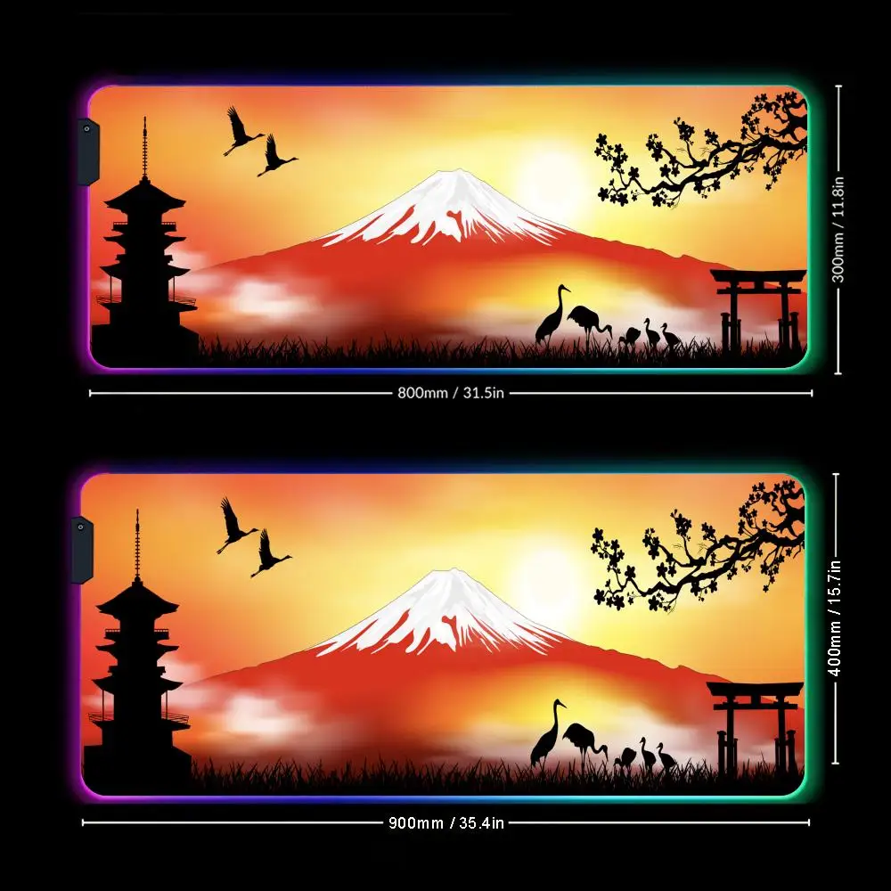 

Japanese Aesthetic Style Landscape Design RGB Mouse Pad Desk Mat LED Glow Gaming mats desk accessories gaming mouse pad