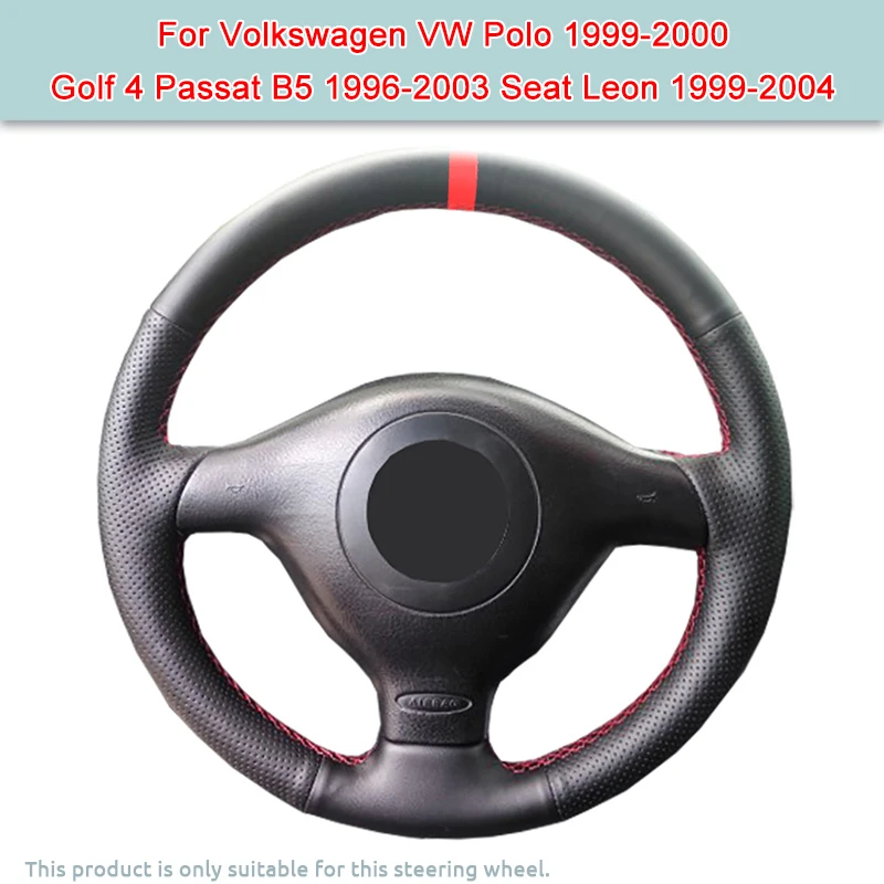 

Customized Leather Car Steering Wheel Cover For Volkswagen VW Golf 4 Passat B5 1996-2003 Seat Leon 1999-2004 Polo 1999-2000