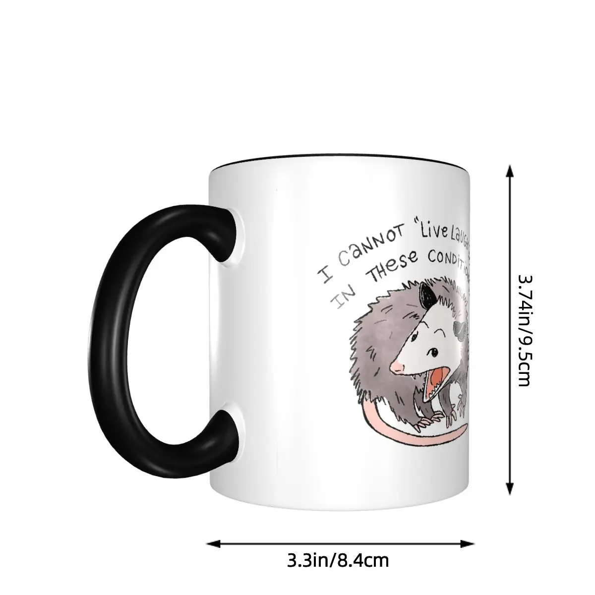 Opossum Live Laugh Love Mug Funny Ceramic Coffee Cups Tea Mugs Milk Cup Drinkware Gifts for Friends