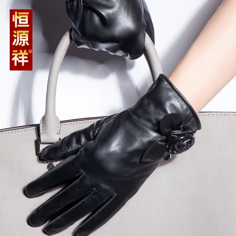 thiened-faux-leather-gloves-women's-rose-patterned-warm-winter-gloves-eepskin-fingered-hand-muffs-faionable-accories