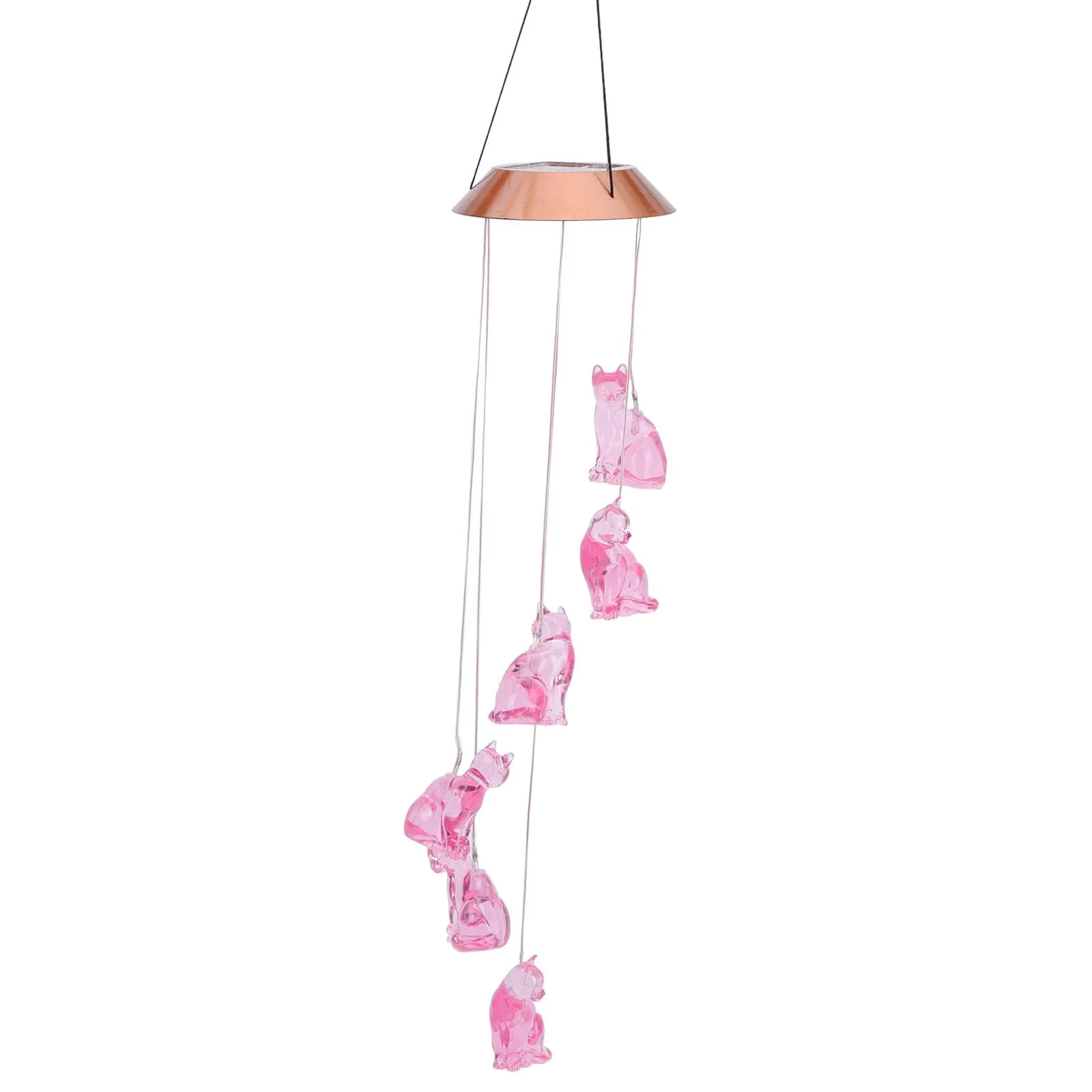 

1Pcs Solar Wind Bell Lamp Cat Wind Chime Decorative Door Hanging Light Garden Balcony Solar-Charging Home Decor