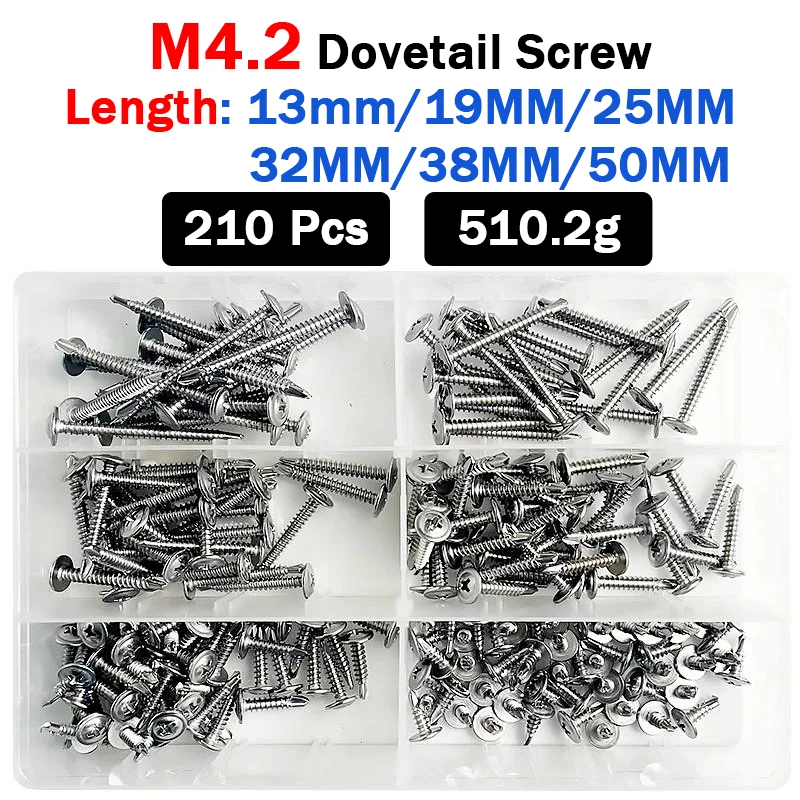 Boxed M4.2 Dovetail Screw 410 Stainless Steel Head Drilling Screws Countersunk Head Self Drilling Screws Cross Drill Tail Screws