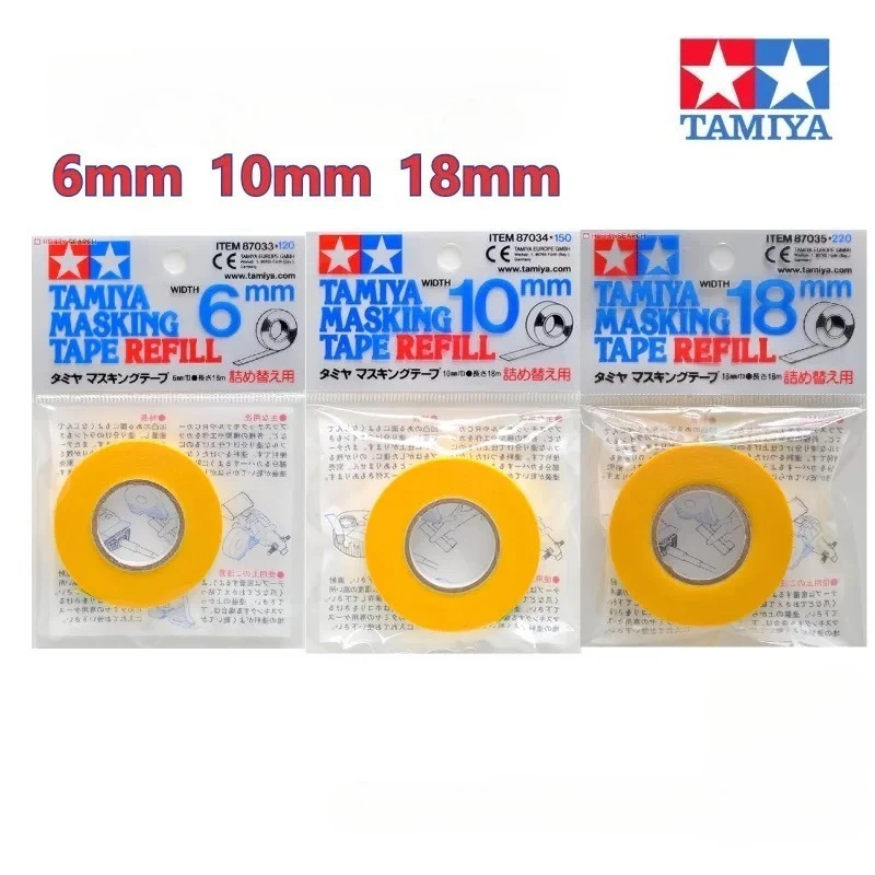 Fita Adesiva Tamiya para Modelismo - Kit com 3 Rolos (6/10/18mm) para Separação de Cores, Ferramenta Essencial para Pintura e Mascaramento em Aerografia e Coloração