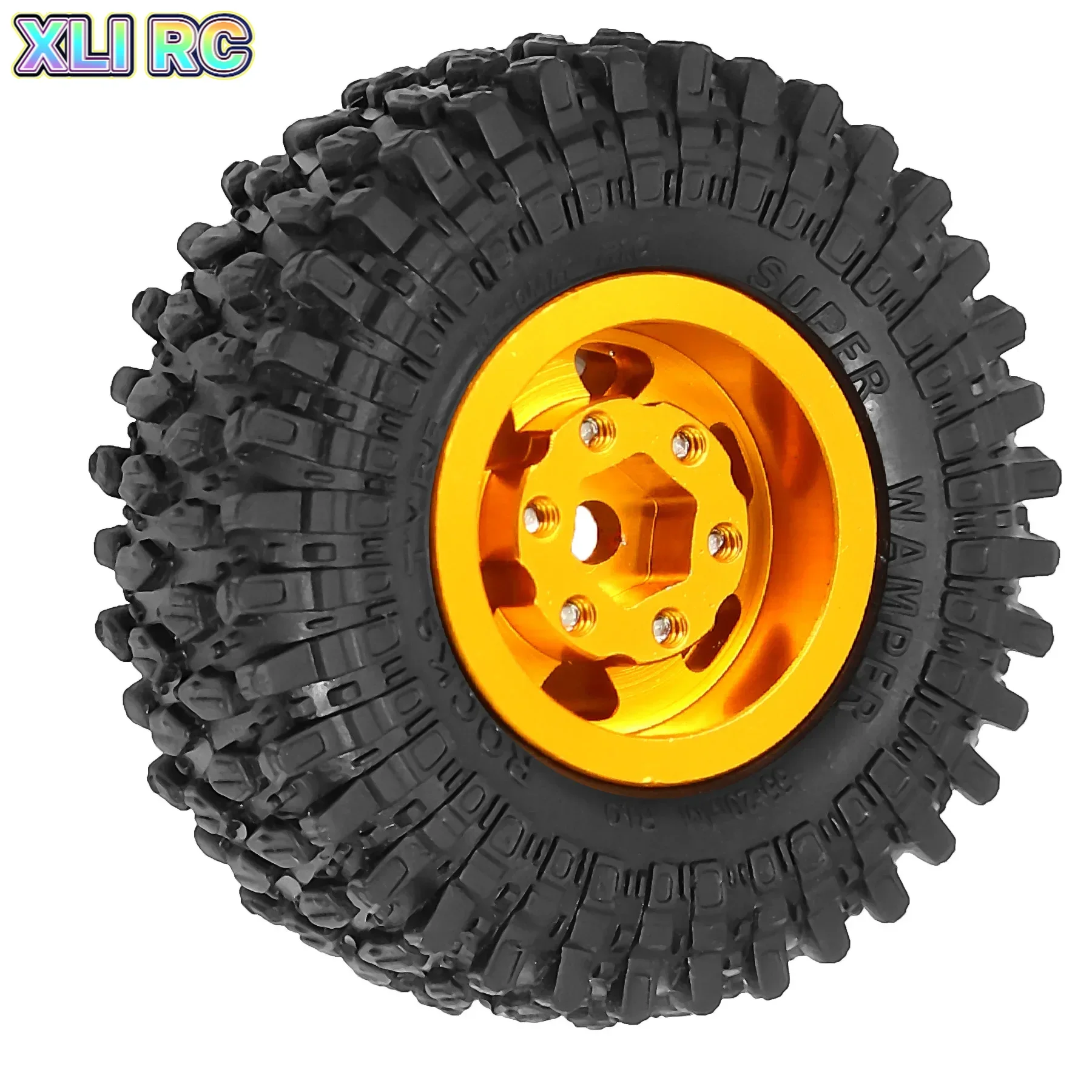 RED SPIDER 1.0 wheels Metal Beadlock Wheel Rims Rubber Tires Set for 1/18 1/24 RC Crawler Car Axial SCX24 FMS FCX24 Parts 4