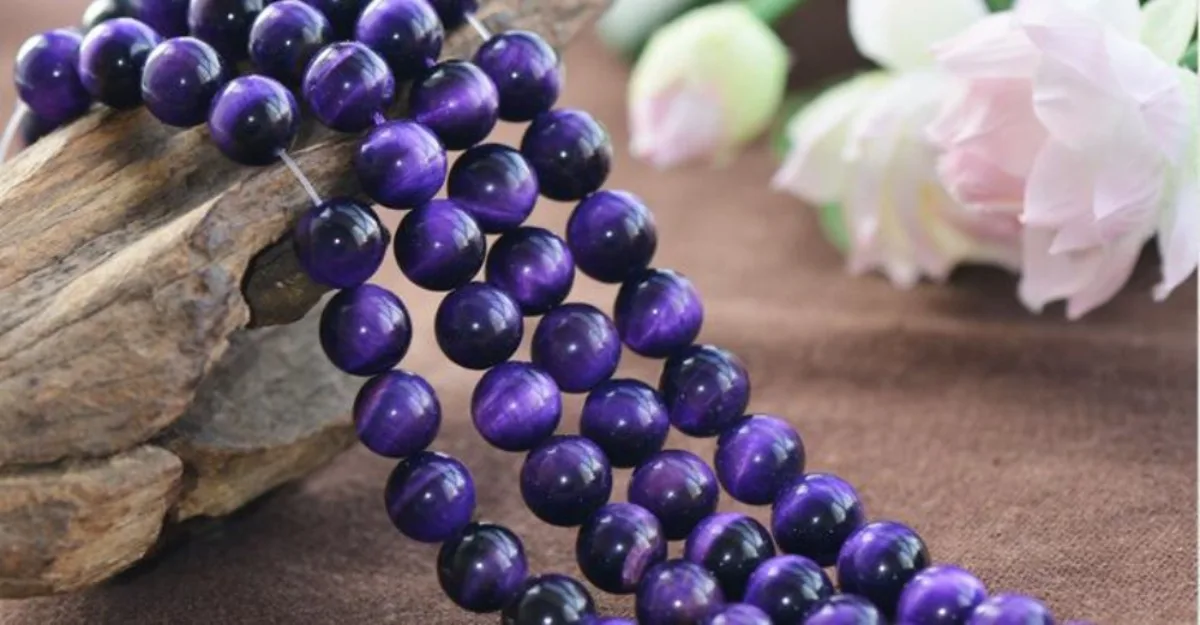 Grade A Natural Purple Tiger's Eye Beads Enhanced Color 6mm-12mm Smooth Polished Round 15 Inch Strand