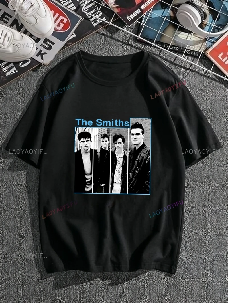 

Классическая модная футболка с винтажным принтом The Smiths Band, повседневная уличная одежда унисекс, весенне-летний топ, хлопковая футболка с круглым вырезом