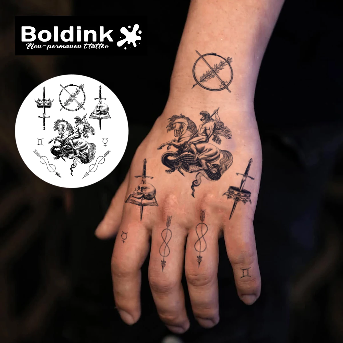 Retro And Mysterious Temporary Tattoo,Lasts To 15 Days New Technology Magic Waterproof Semi Permanent Sticker.